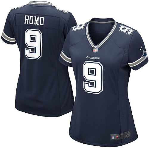 Women's Game Tony Romo Nike Jersey Navy Blue Home - #9 NFL Dallas Cowboys